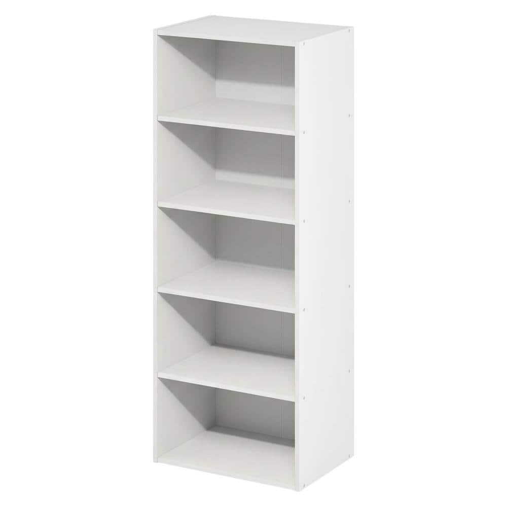 FurniFact - Engineered Wood bookcase with open shelving for home storage - White