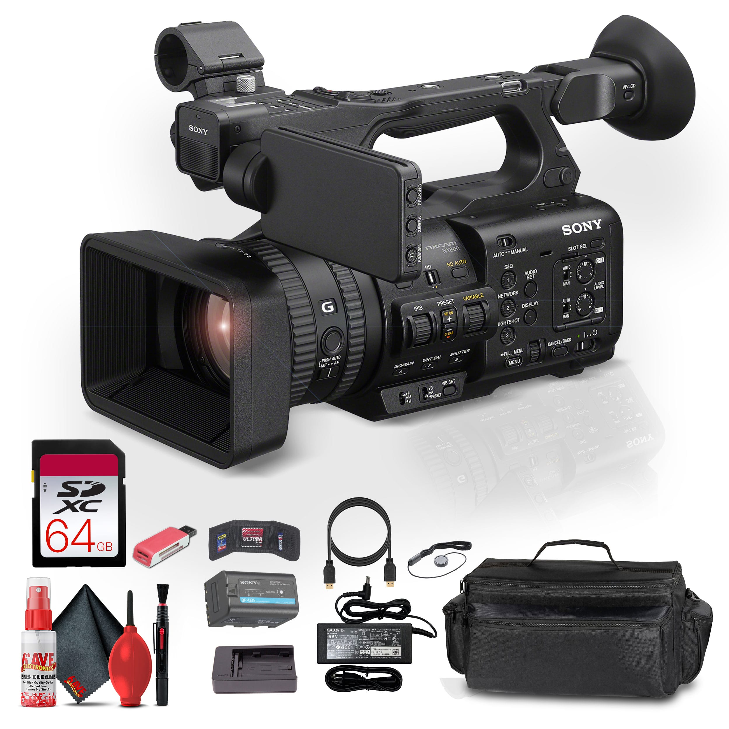Sony - HXR-NX800 NXCAM Camcorder + 64GB Memory Card + Case + More