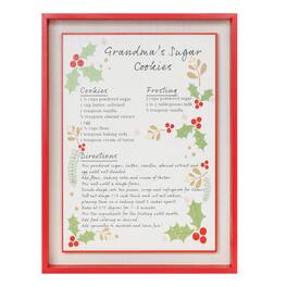 BreeBe - Framed Grandma's Sugar Cookie Recipe 16.5"H - Red, White, Green