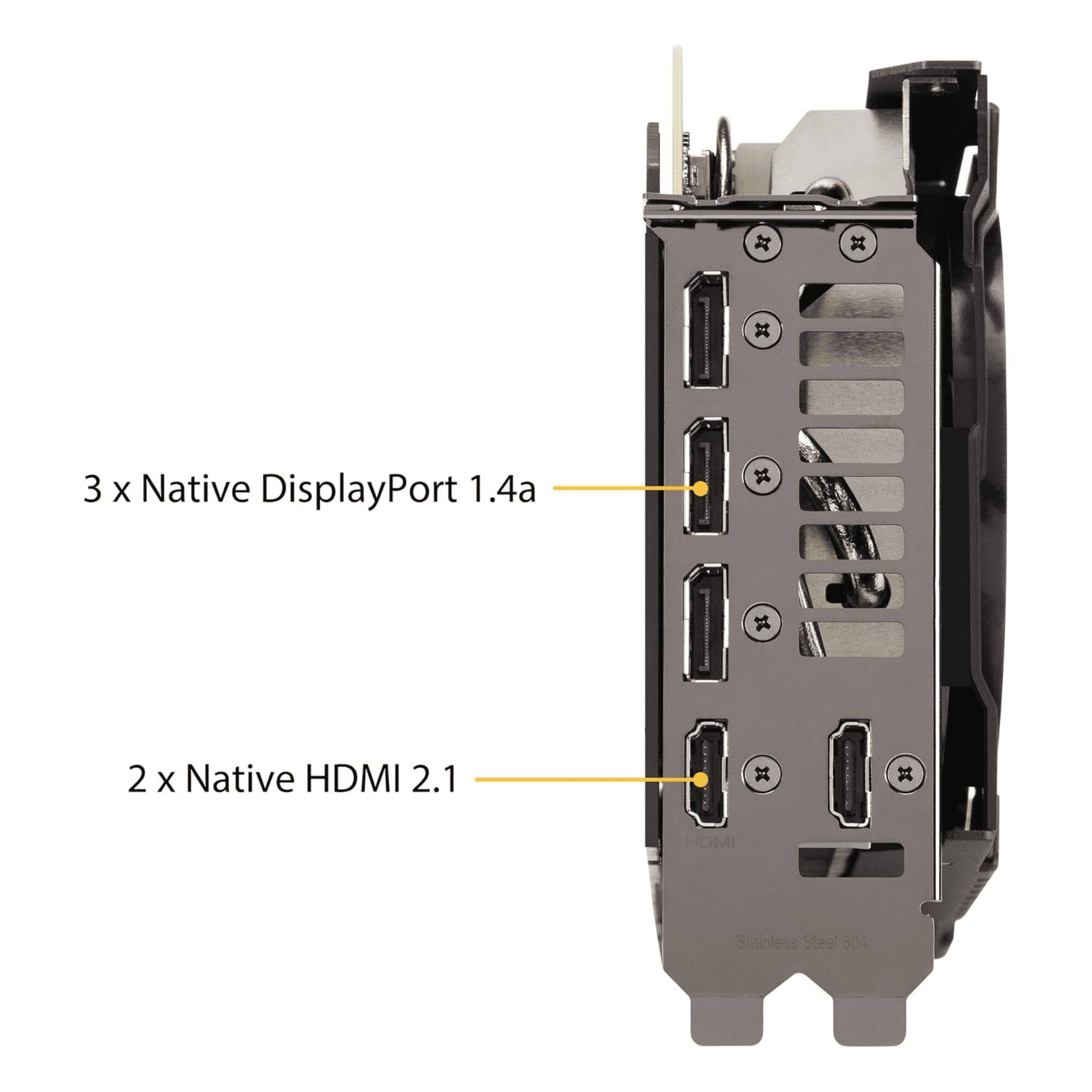 3 x Native DisplayPort 1.4a  
2 x Native HDMI 2.1  
OMI Stainless Steel 304