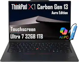 Lenovo - Upgraded - ThinkPad X1 Carbon Gen 13 Aura Edition 14" FHD+ Touchscreen Laptop - Intel Core Ultra 7 255U 2025 - 32GB RAM - 1TB SSD - Jet Black