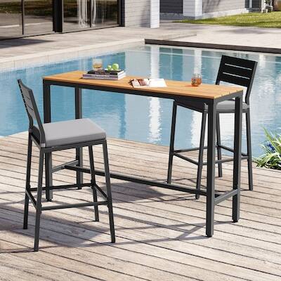 Alt View 2. Crestlive Products - Crestlive Products Set 2 Black Metal Frame Stationary Bar Stool Chair with Seat Cushion - Light Gray-2PC.