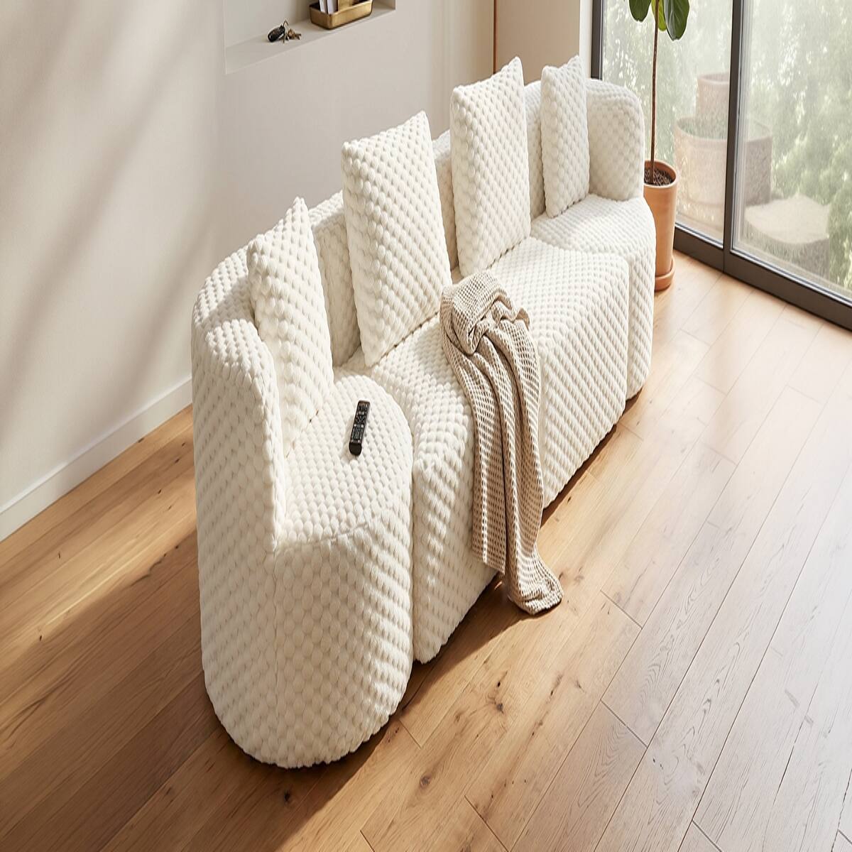 Angle. Ropilly - Ropilly Modular Sectional Sofa, White Upholstered Couch, Oversized 4 Seat Sofa for Living Room - White.