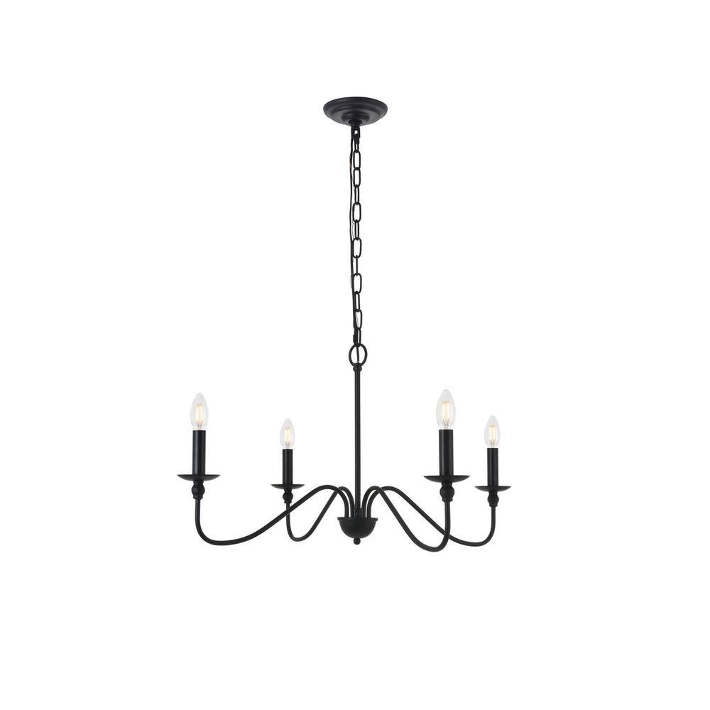 Alt View 9. Living District - Rohan 4 light Matte Black Pendant - Matte Black.