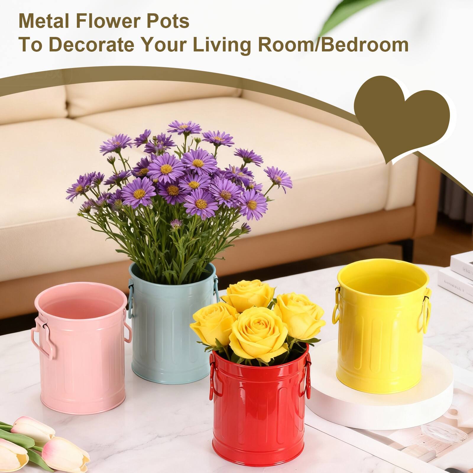 Metal Flower Pots To Decorate Your Living Room/Bedroom