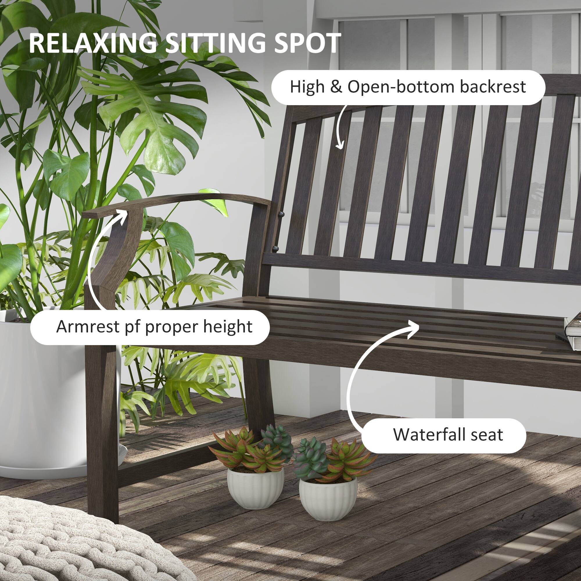 RELAXING SITTING SPOT
High & Open-bottom backrest
Armrest pf proper height
Waterfall seat