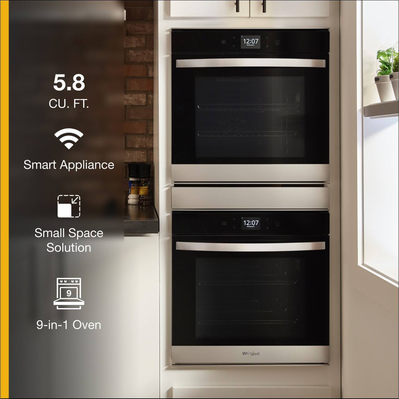 12:07 5.8 CU. FT. Smart Appliance Small Space Solution 12:07 9-in-1 Oven Whirlpool