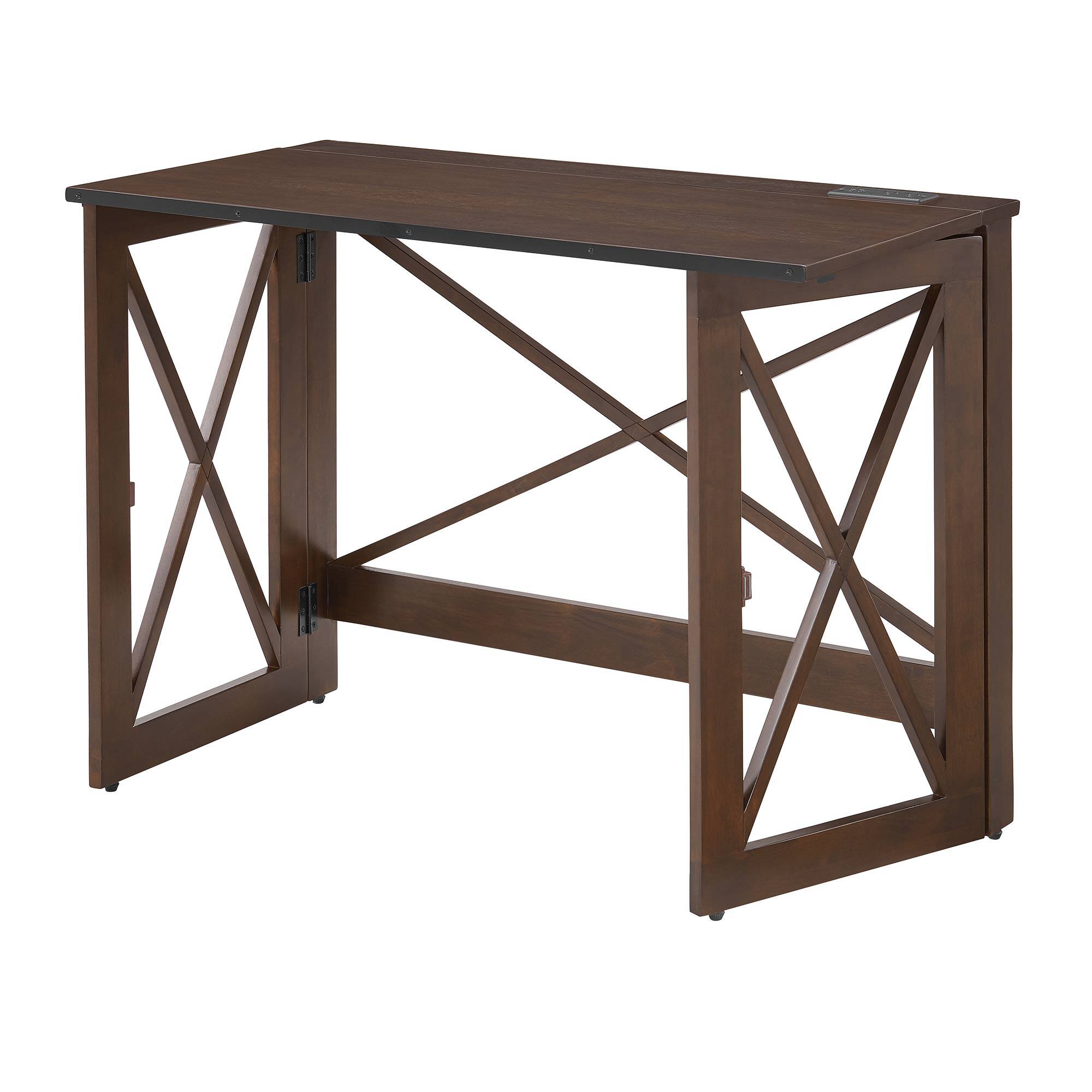 Alt View 5. MECO - MECO Stakmore Stylish Versatile Folding Desk with Built In Outlets, Espresso - Espresso.