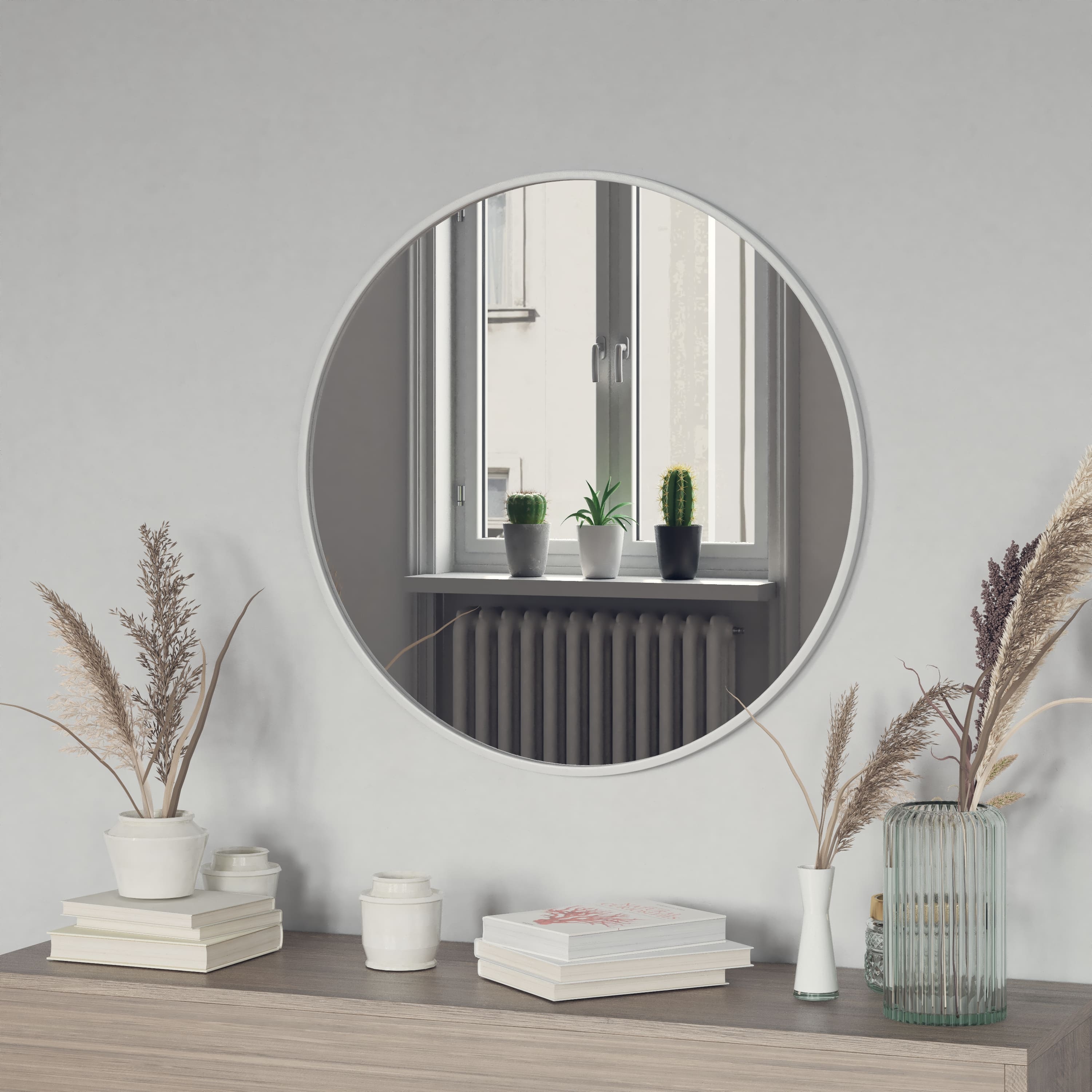 Emma + Oliver - Mersin Wall Mounted Mirror with Iron Frame, Backing and Shatterproof Glass for Entryways, Bathrooms and More - Silver