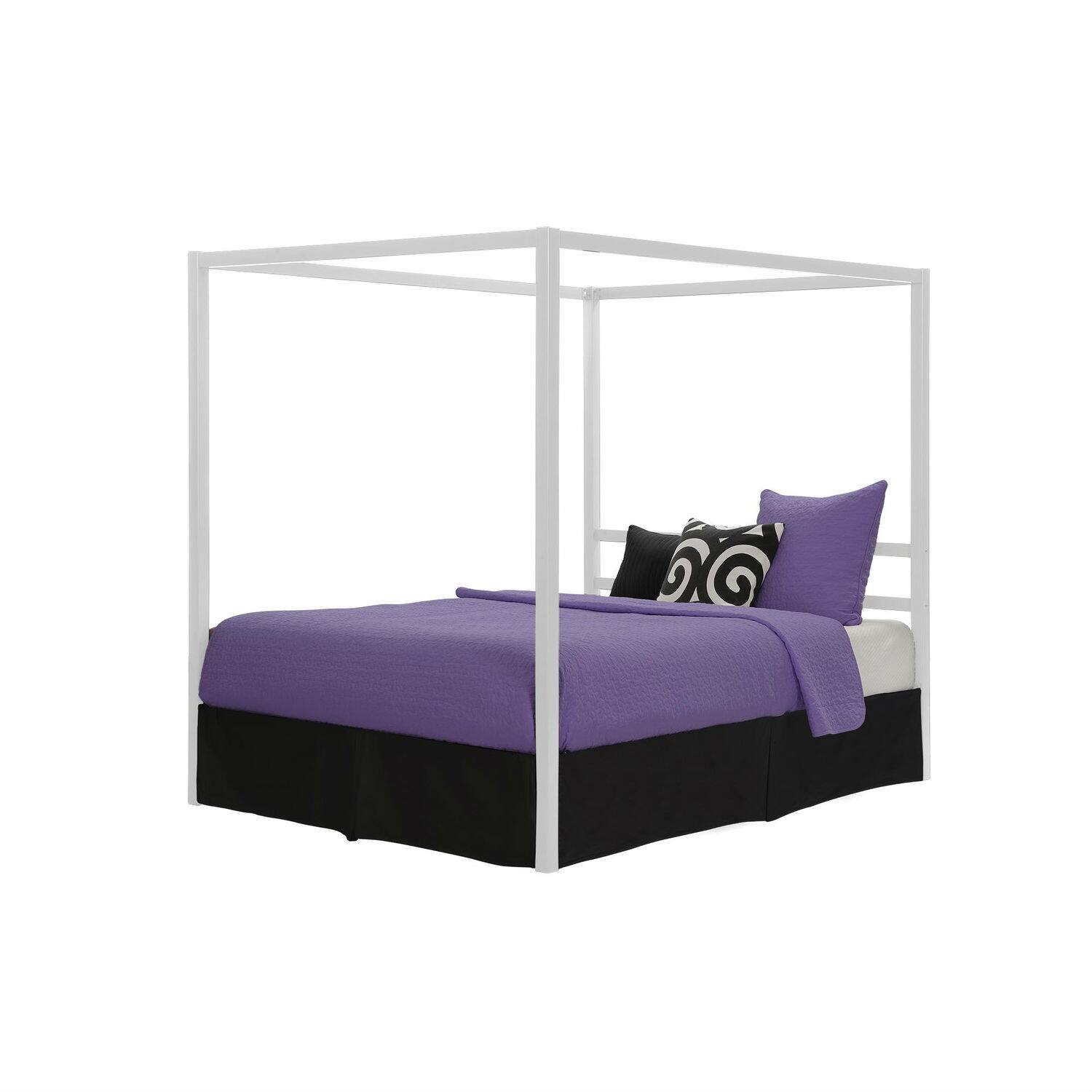 Left. Hivvago - Hivvago Queen size Modern Metal Canopy Bed - No Box-Springs Required - White.