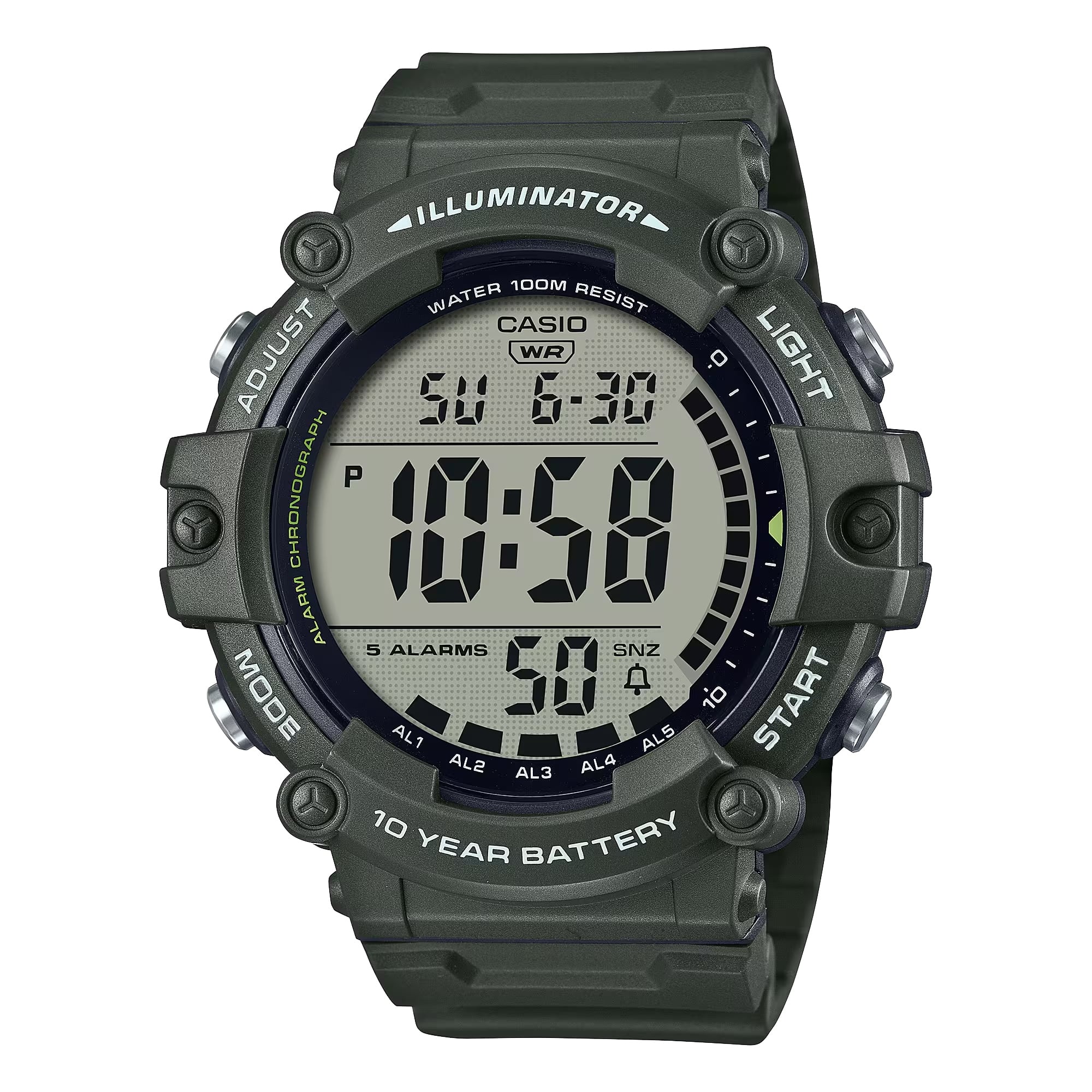 Casio - Men's Oversized Digital Sport Watch with Band - AE-1500WHX-3AVCF - Green