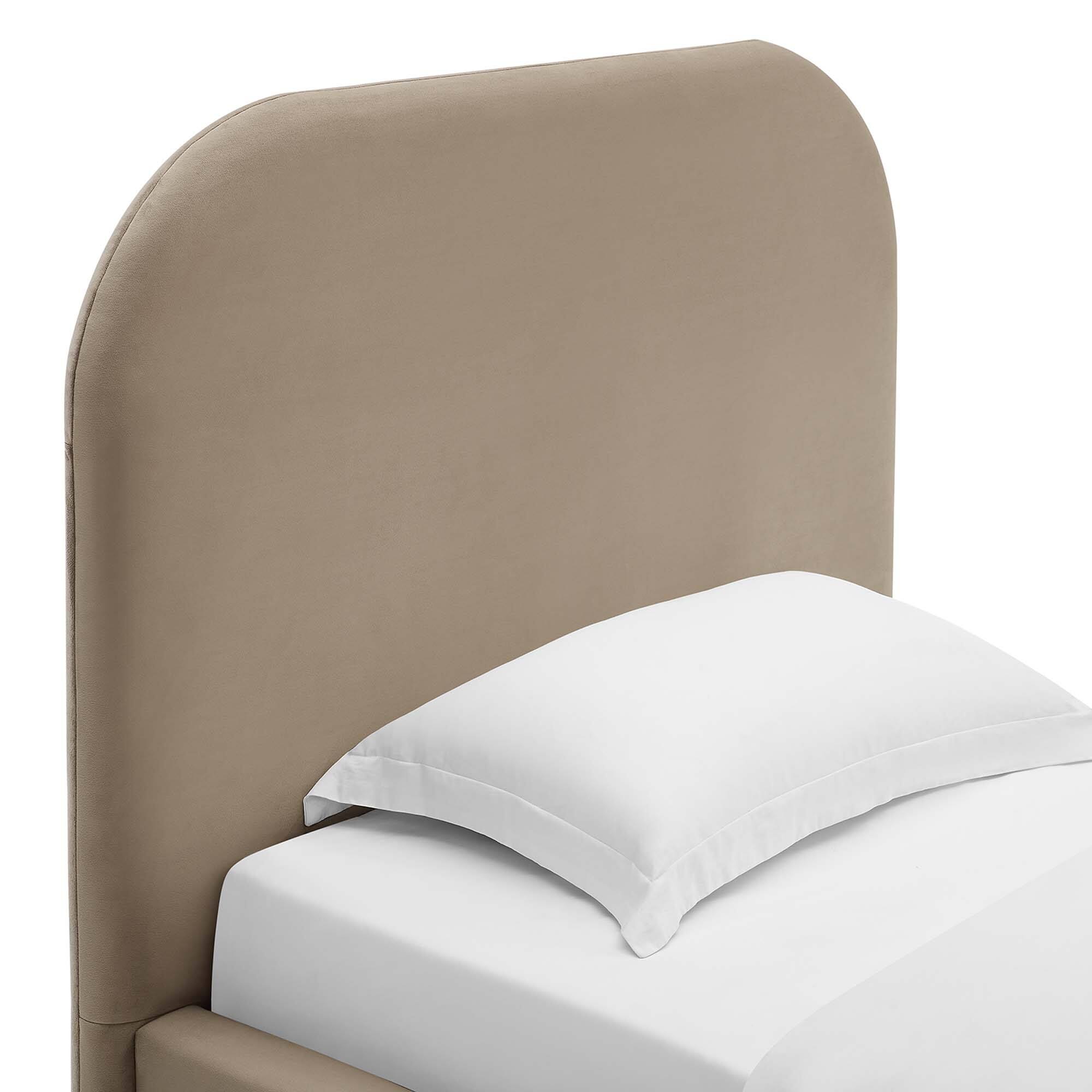 Alt View 4. Modway - Resort Upholstered Fabric Arched Round Queen Platform Bed - White.