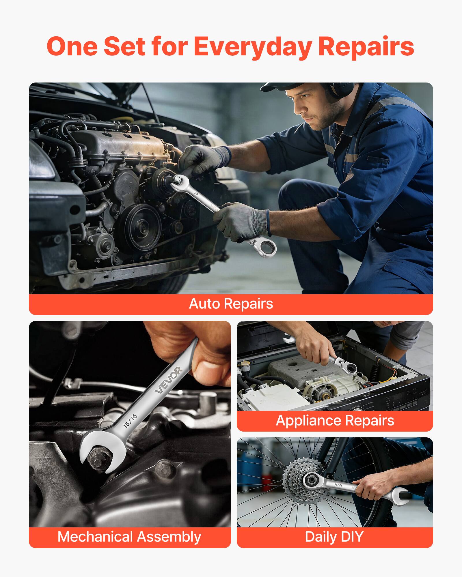 One Set for Everyday Repairs

Auto Repairs

Appliance Repairs

Mechanical Assembly

Daily DIY