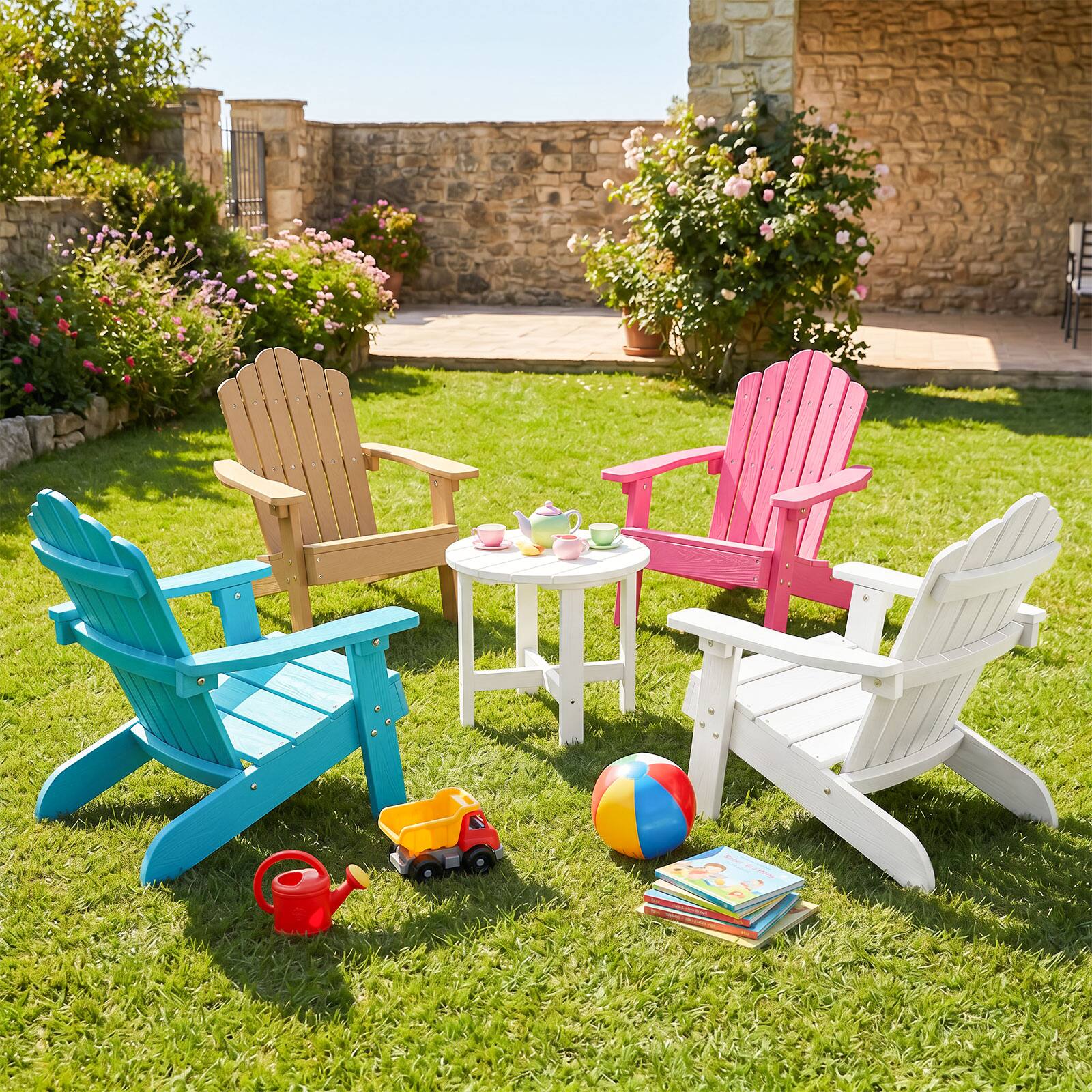 Alt View 3. Gymax - Gymax 4PCS Kids Adirondack Chairs w/Tilted High Backrest Wide Armrests & Angled Seat White - White.