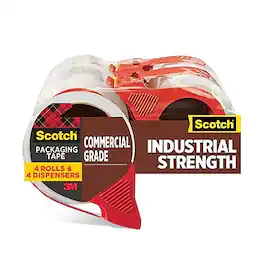 Scotch - Commercial Grade Heavy Duty Packing Tape with Dispenser, 1.88" x 54.6 yds., 4/Pack - Clear