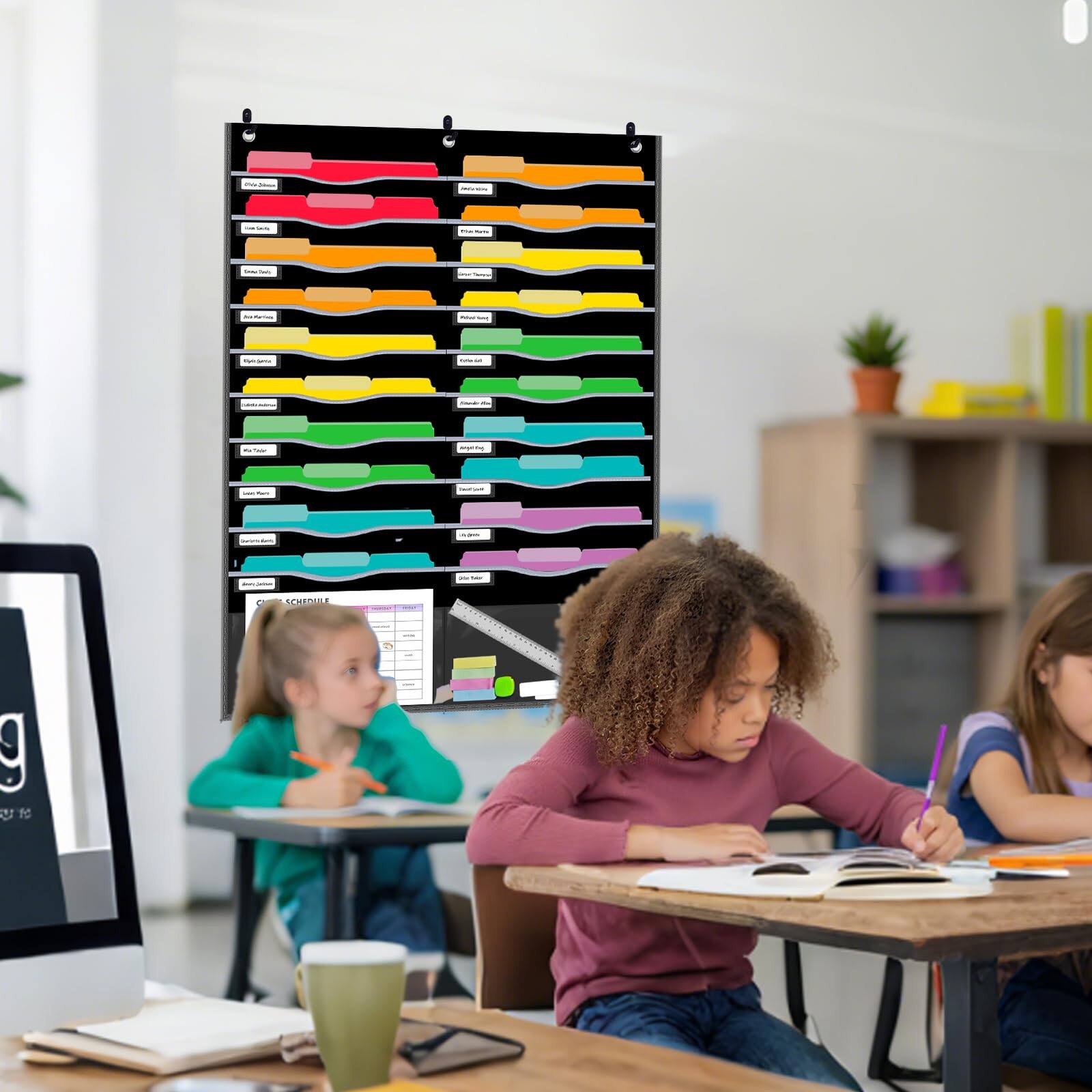 Alt View 5. Dapper Styles - 22 Pockets Hanging Wall File Organizer For Legal Letter 34" X 45 12" Pocket Chart Classroom Office Warehous... - 33 Pockets.