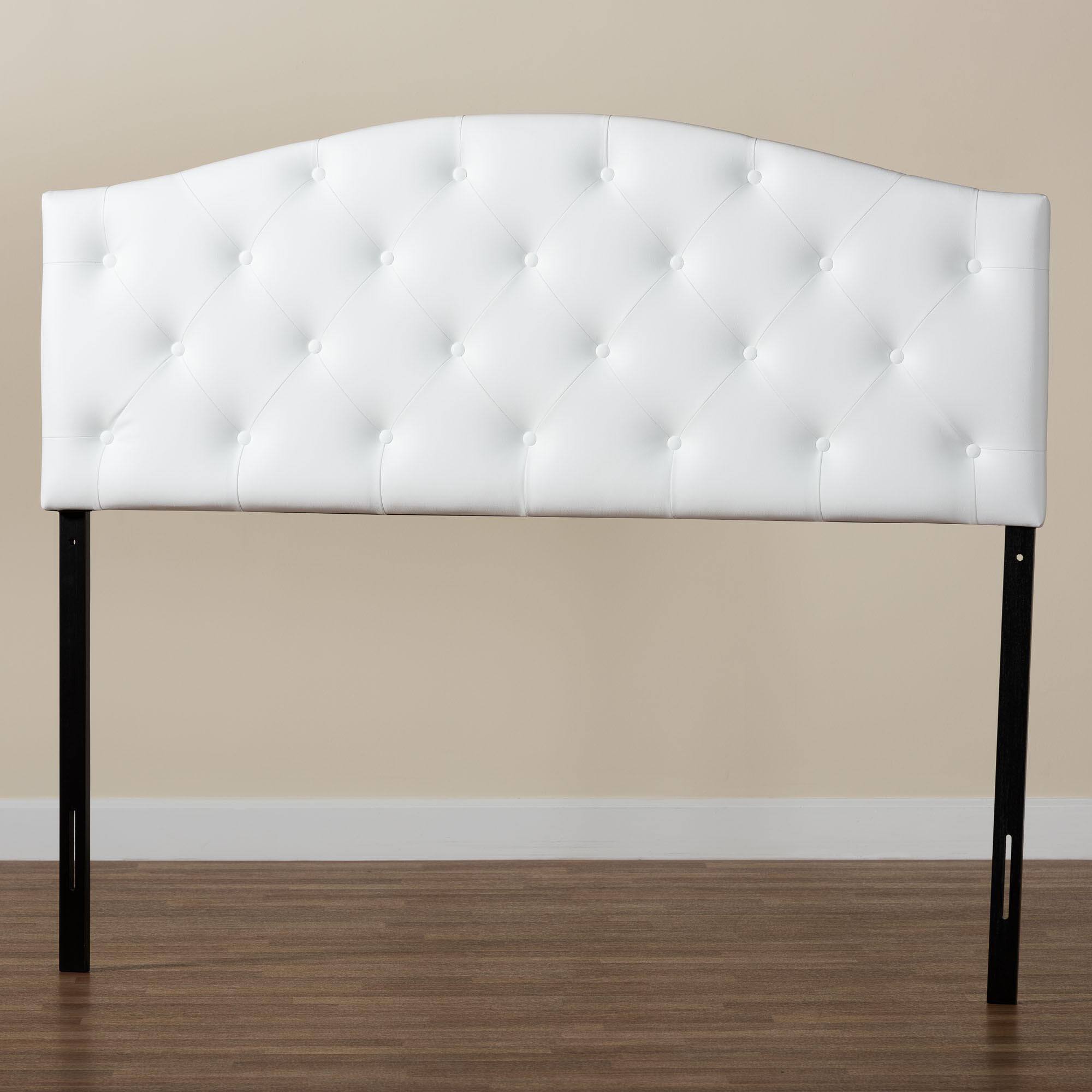 Alt View 1. Baxton Studio - Myra Modern and Contemporary Full Size Faux Leather Upholstered Button-tufted Scalloped Headboard - White.