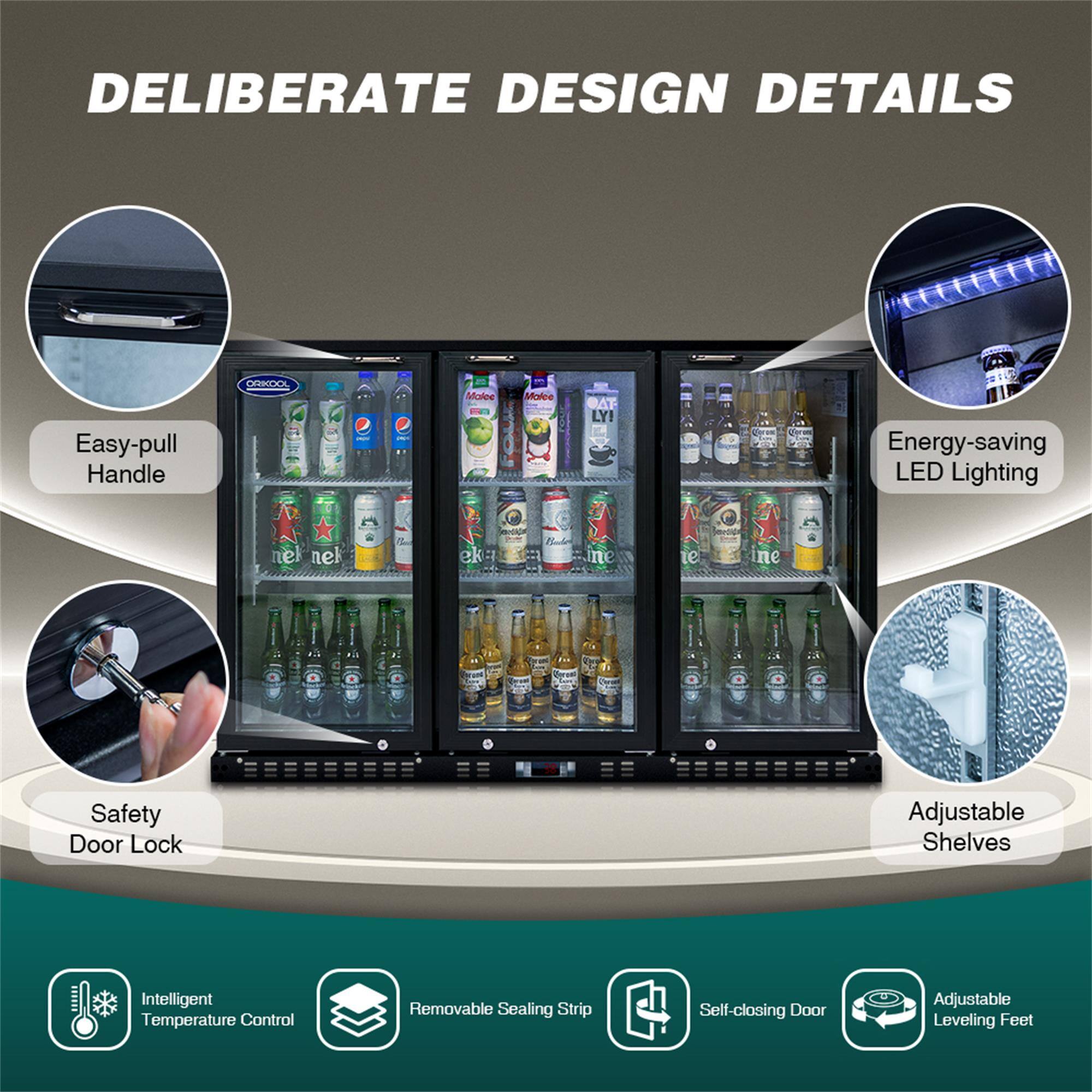 DELIBERATE DESIGN DETAILS

- Easy-pull Handle
- Energy-saving LED Lighting
- Safety Door Lock
- Adjustable Shelves
- Intelligent Temperature Control
- Removable Sealing Strip
- Self-closing Door
- Adjustable Leveling Feet