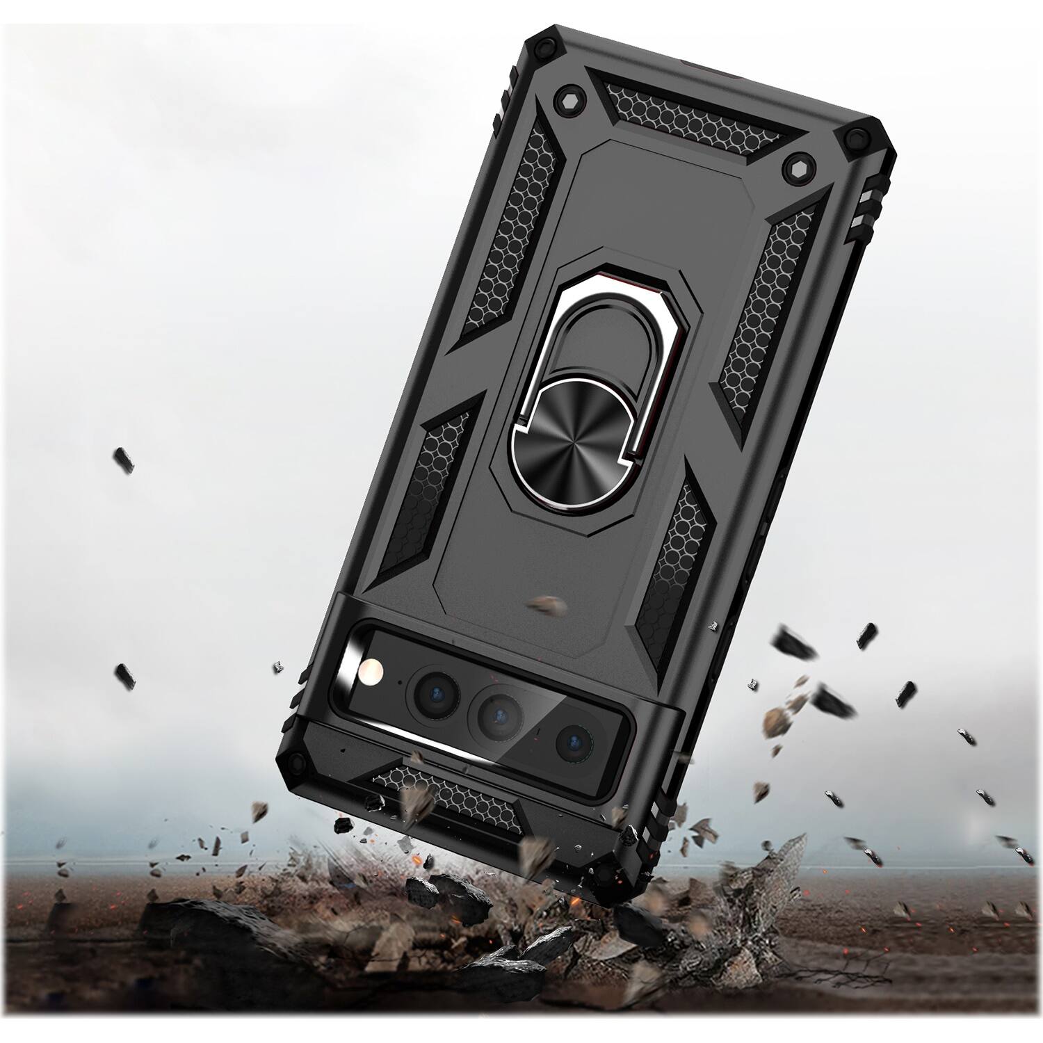 Alt View 14. SaharaCase - Military Kickstand Series with Belt Clip Case for Google Pixel 7 Pro - Black.