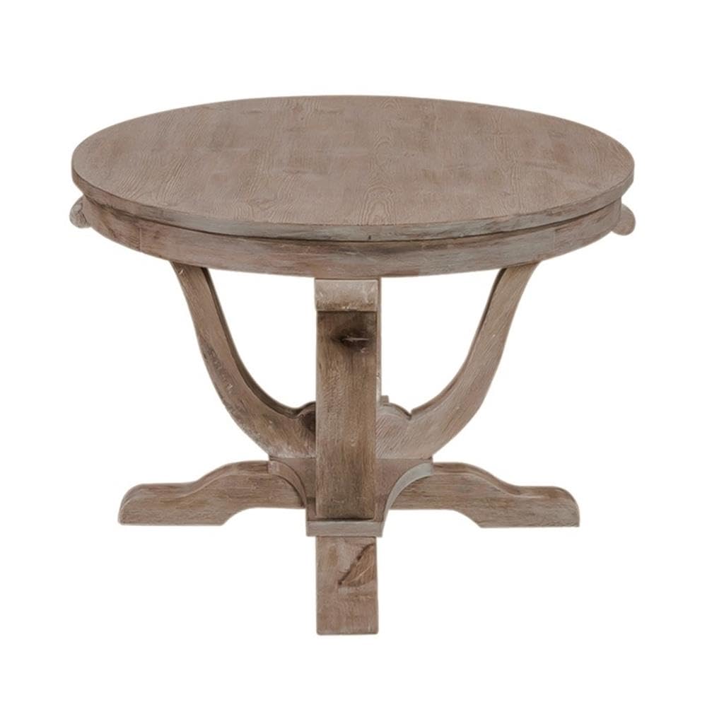 Back. Liberty Furniture Industries - Greystone Mill Oval Cocktail Table in Stone White Wash w/ Wirebrush Distressing - Gray.