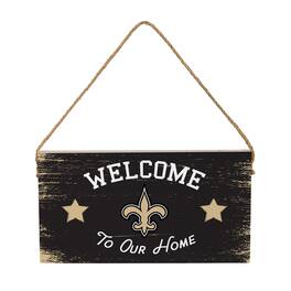 Evergreen Enterprises - New Orleans Saints 6" x 11" Welcome Home Wood Wall Sign with Rope Hanger - Multicolor