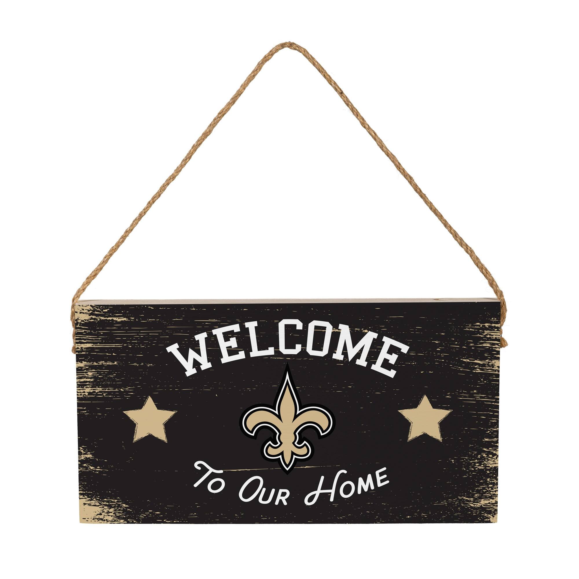 New Orleans Saints 6" x 11" Welcome Home Wood Wall Sign with Rope Hanger