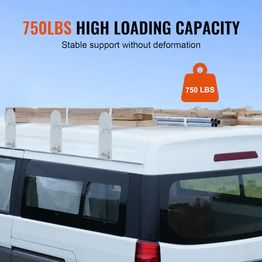 Bycd VEVOR Van Roof Ladder Rack, 3 Bars Alloy Steel Roof Racks, 750 LBS ...