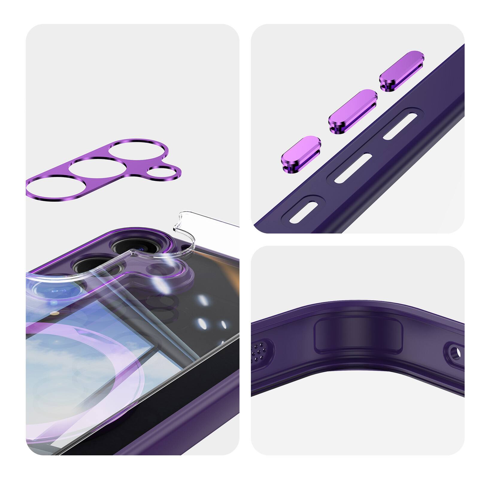 Alt View 4. Dteck - Magnetic Clear Case For Samsung Galaxy S26, Shockproof Anti-Scratch 360° Ring Holder Stand PC+TPU Protection Cover - Darkpurple.