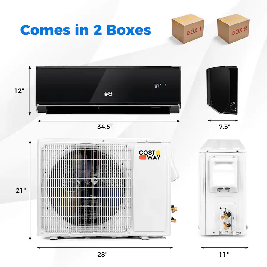 Costway 12000 BTU Wifi Enabled Mini Split Air Conditioner & Heater with ...