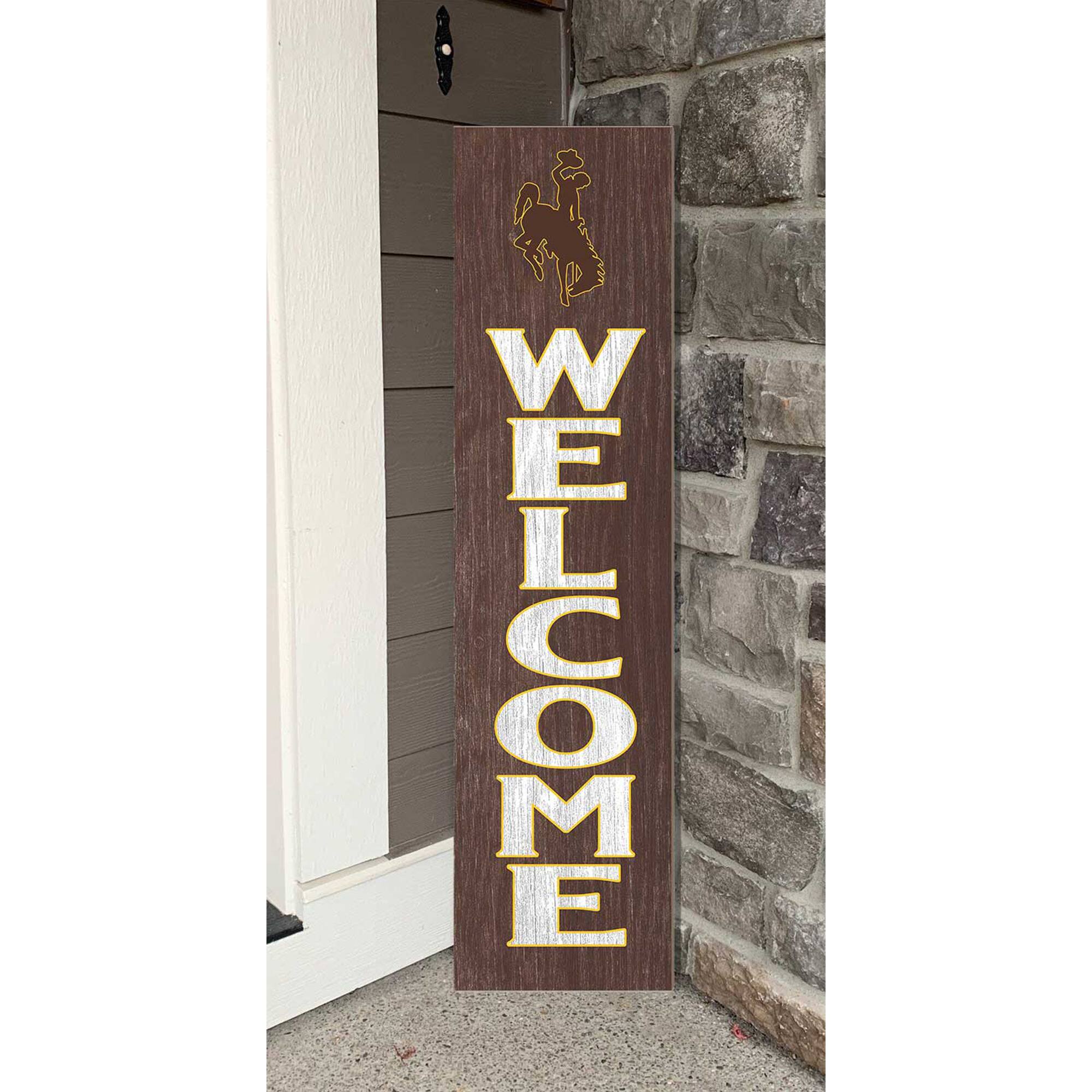 Alt View 1. Jardine - Wyoming Cowboys 12'' x 48'' Welcome Leaner - Brown.