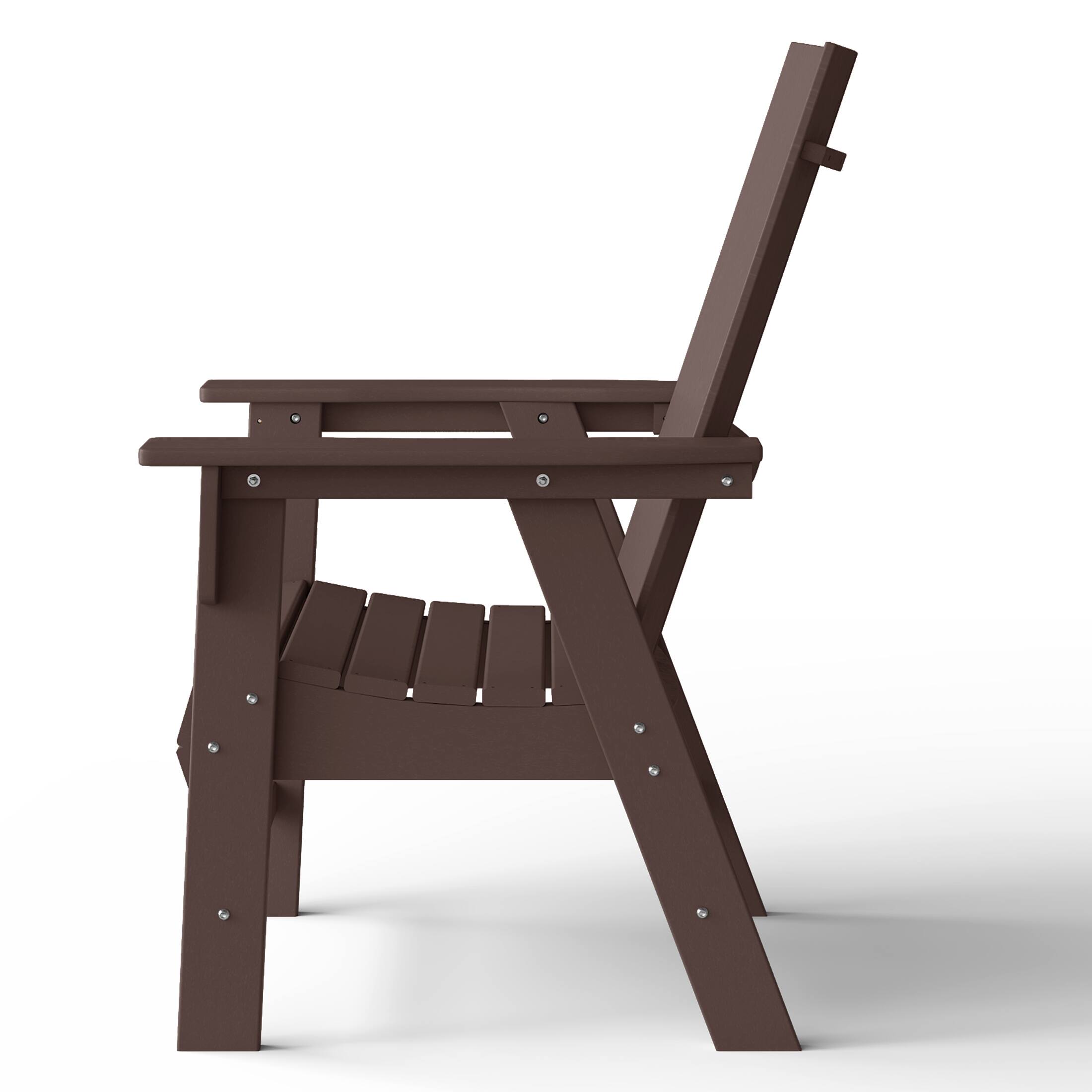 Alt View 2. WestinTrends - WestinTrends Ashore Outdoor Patio HDPE Plastic Modern Adirondack Dining Chair - Dark Brown.