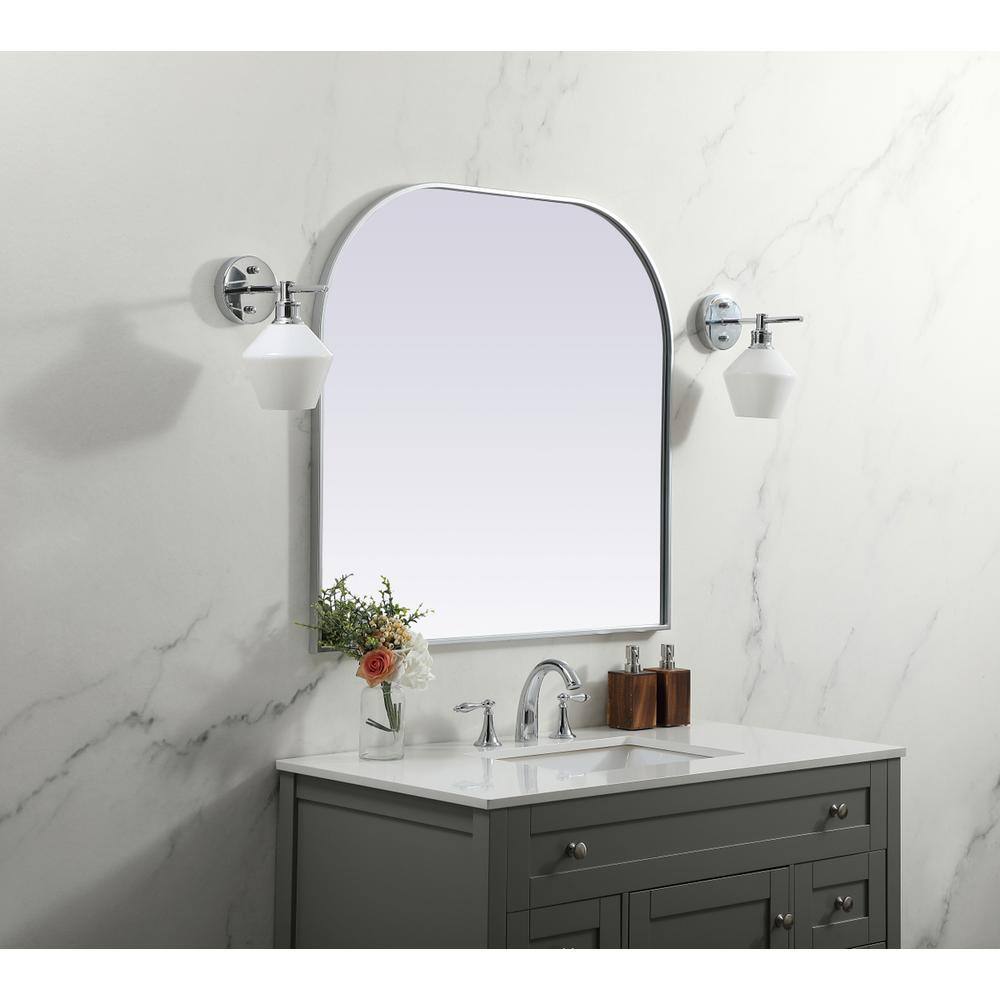 Alt View 4. Elegant Decor - Metal Frame Arch Mirror 36x34 Inch in Silver - Silver.