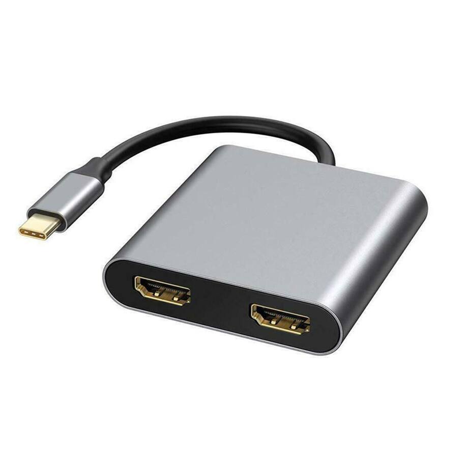 Alt View 3. Cluzine - 4-in-1 USB C to Dual HDMI Adapter USB Type-C to HDMI Dual Display Video Converter PD USB 3.0 Hub 4K for MacBook iMac.