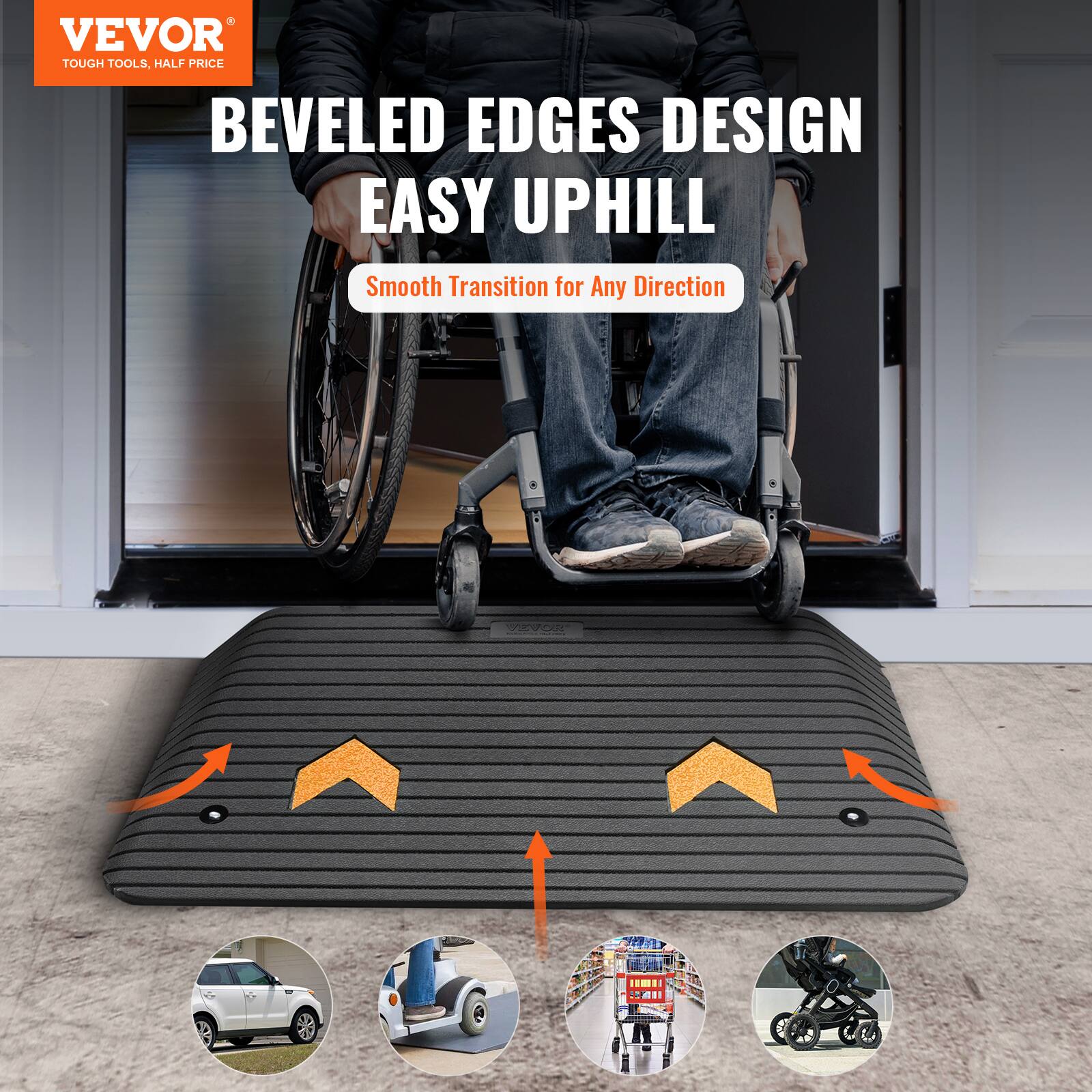 VEVOR TOUGH TOOLS, HALF PRICE BEVELED EDGES DESIGN EASY UPHILL Smooth Transition for Any Direction