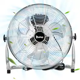 Winado - 20" 3-Speed High Velocity Heavy Duty Metal Floor Fan with handle, 4860 CFM,90°~180°-Degree Tilt, Powerful Airflow Fan - Silver