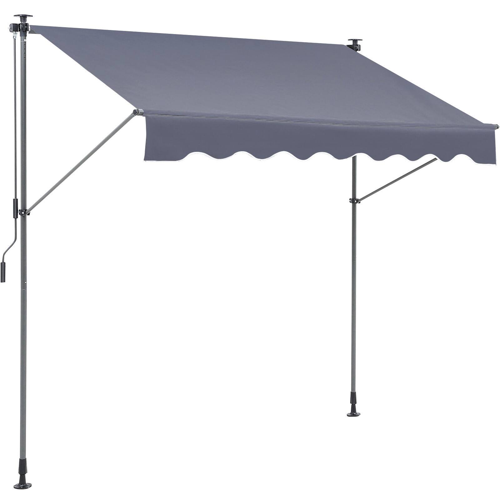 Front. VEVOR - Manual Retractable Awning, 118" Outdoor Retractable Patio Awning Sunshade Shelter, Adjustable Patio Awning Canopy - Black.