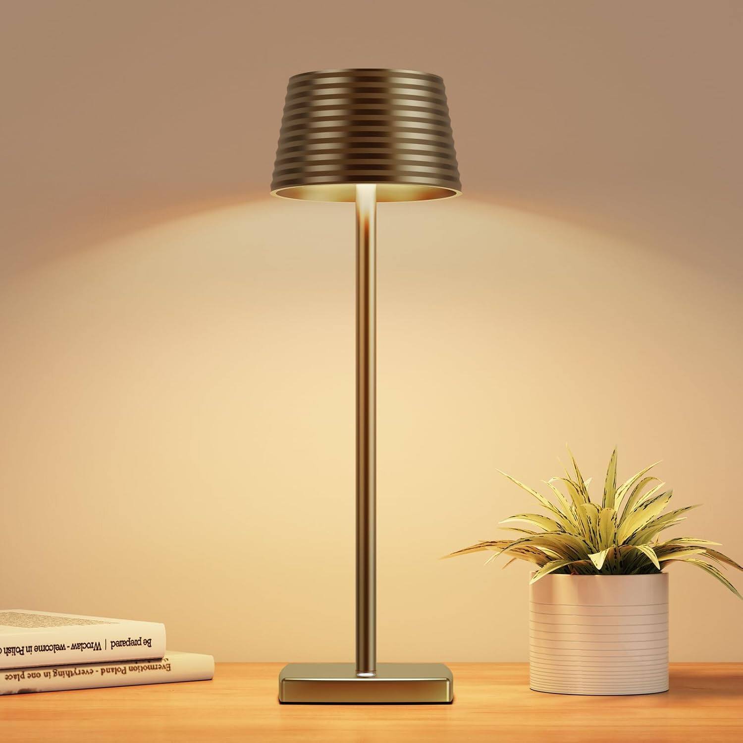 Stamp n Camp - Cordless Table Lamps Rechargeable Battery 6000mAh LED Portable Lights for Outdoor/Patio/Restaurant/Indoor Desk Lamp - Titanium