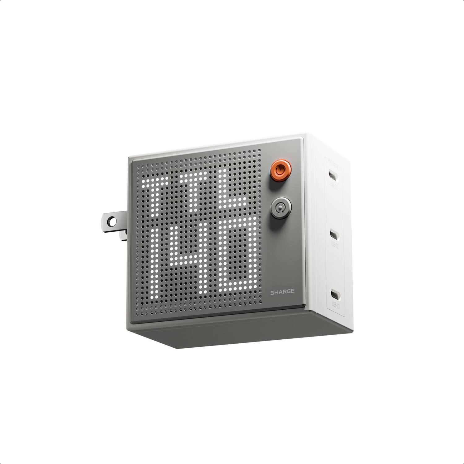 Front. Sharge - Pixel 140 Laptop Charger 140W USB C GaN Charger 3-Port with Smart Dot-Matrix Display PD3.1 Fast Charging - White.