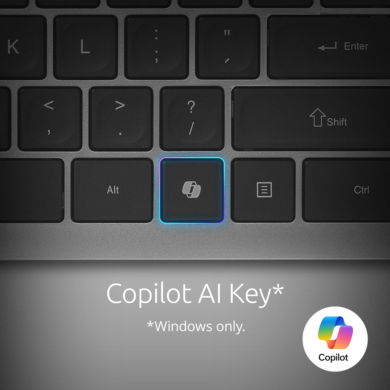 K L : . , " I Enter < , > . ? / Shift Alt  Ctrl Copilot AI Key* *Windows only. Copilot