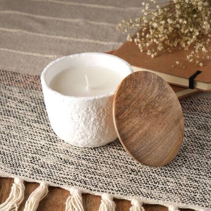 Front. TinyHomie - Jar Candle Ecomix Wax Wooden Lid Mimosa 7oz.