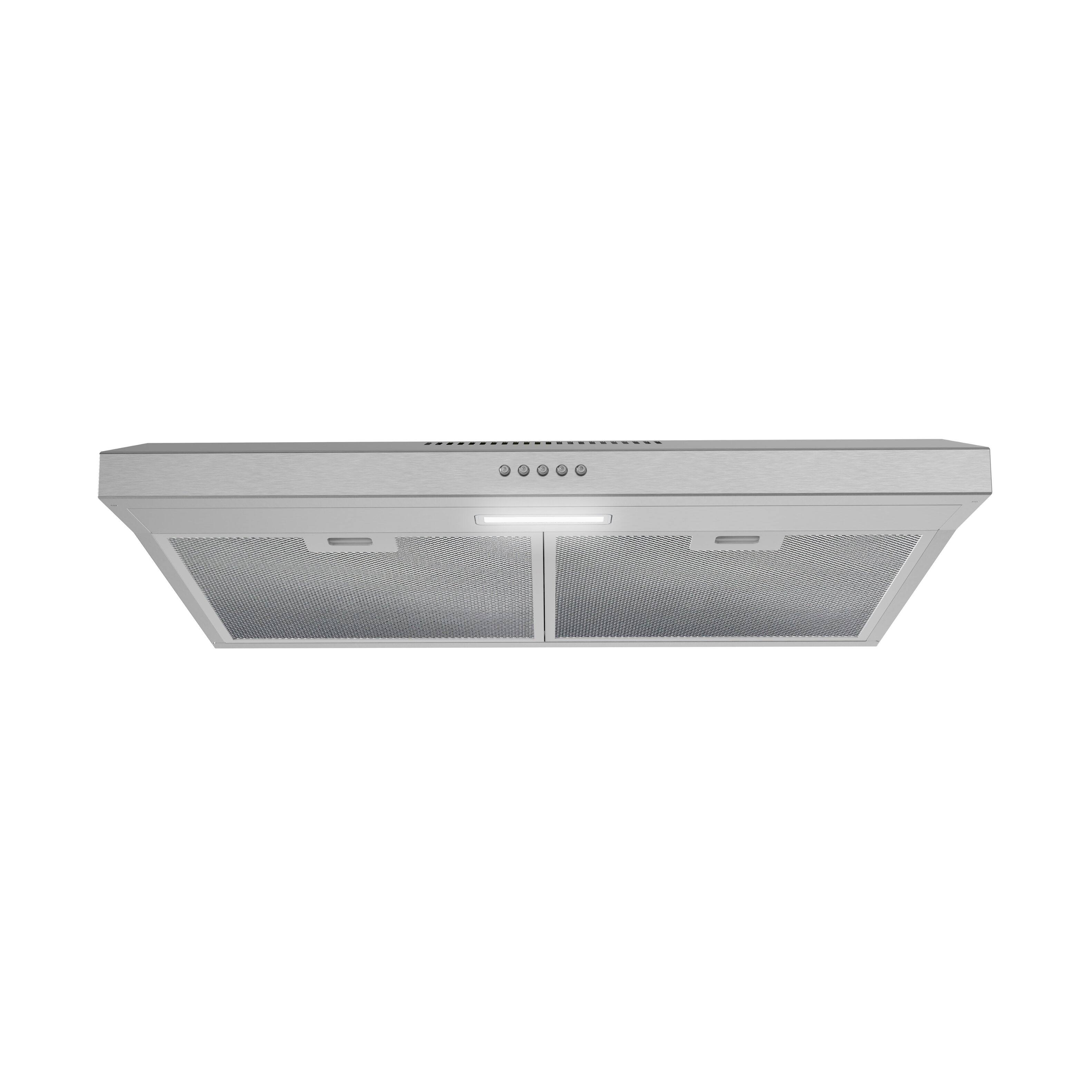 Angle. Streamline - 30 in. Scafati Convertible Undermount 80 CFM Range Hood, Mesh Filters, Push Button Control, LED Light - Brushed Stainless Steel.