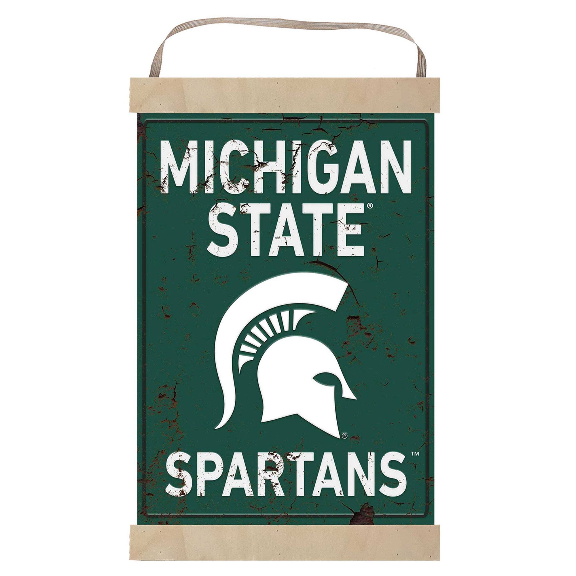 Michigan State Spartans Faux Rust Banner Sign