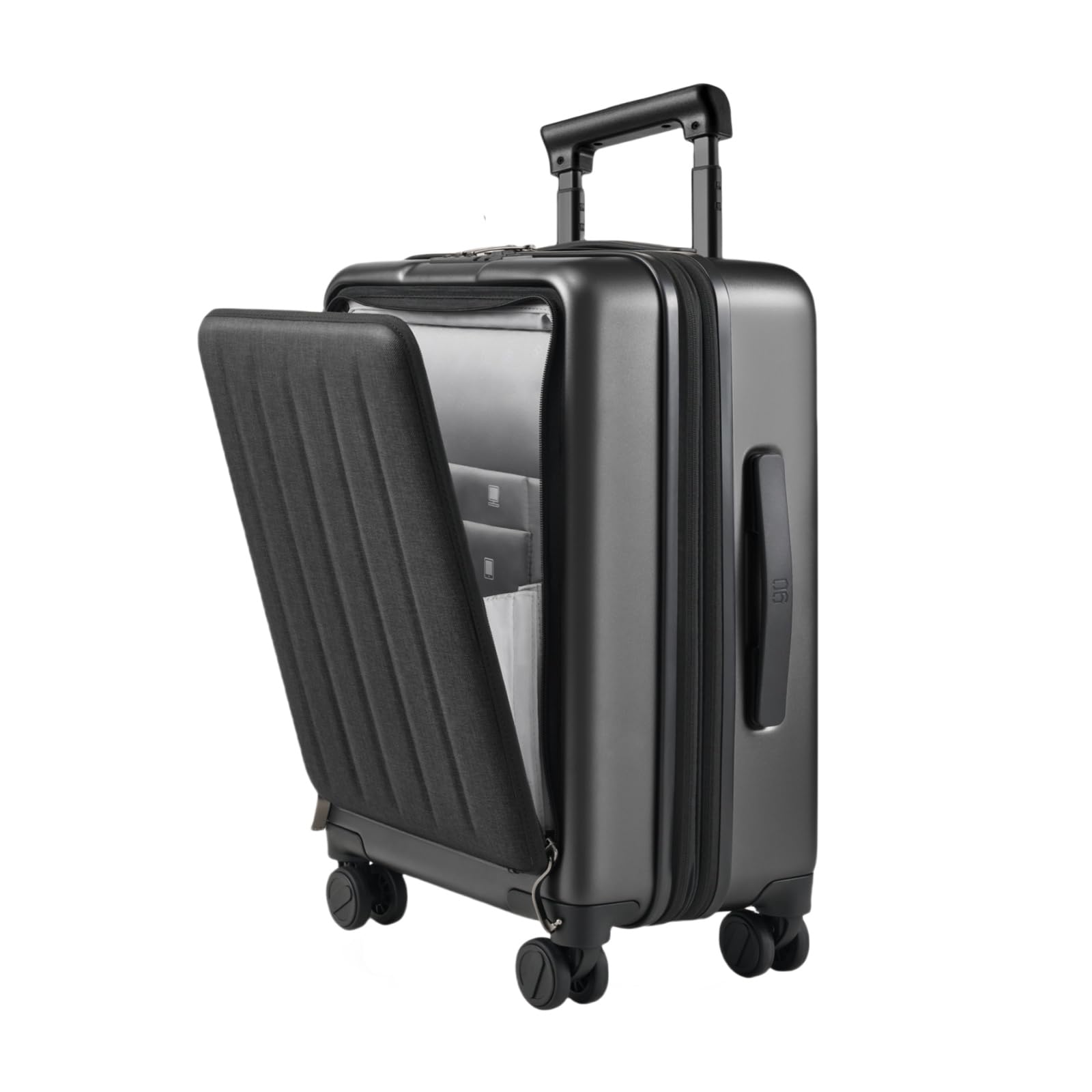 Front. Dapper Styles - Carry On Luggage Airline Approved Suitcase conscious rugged construction crafted withcovestro - 01-Midnight Black (Seine Max)-Carry-On 20-Inch.