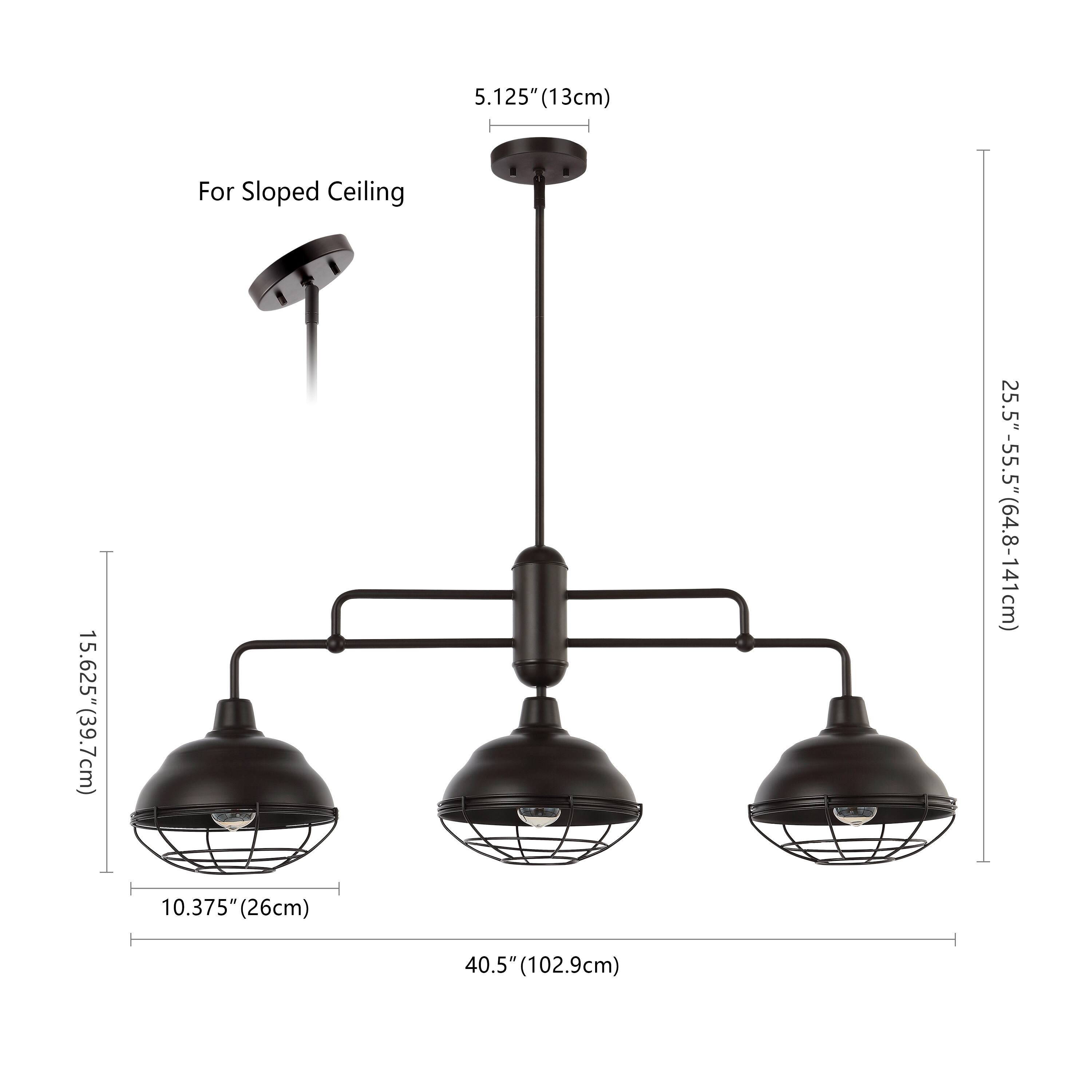 5.125" (13cm) For Sloped Ceiling  
15.625" (39.7cm)  
25.5"-55.5" (64.8-141cm)  
10.375" (26cm)  
40.5" (102.9cm)