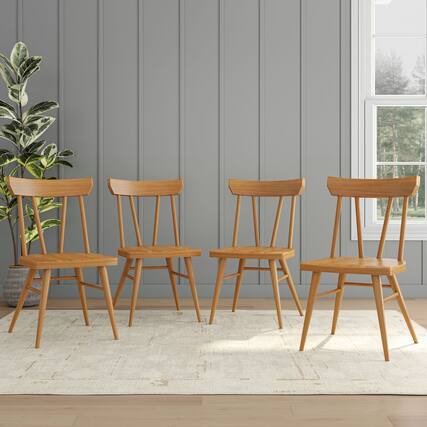 Front. Plank+Beam - Two 2-Packs of the Windsor Dining Chair- Pecan - Pecan.