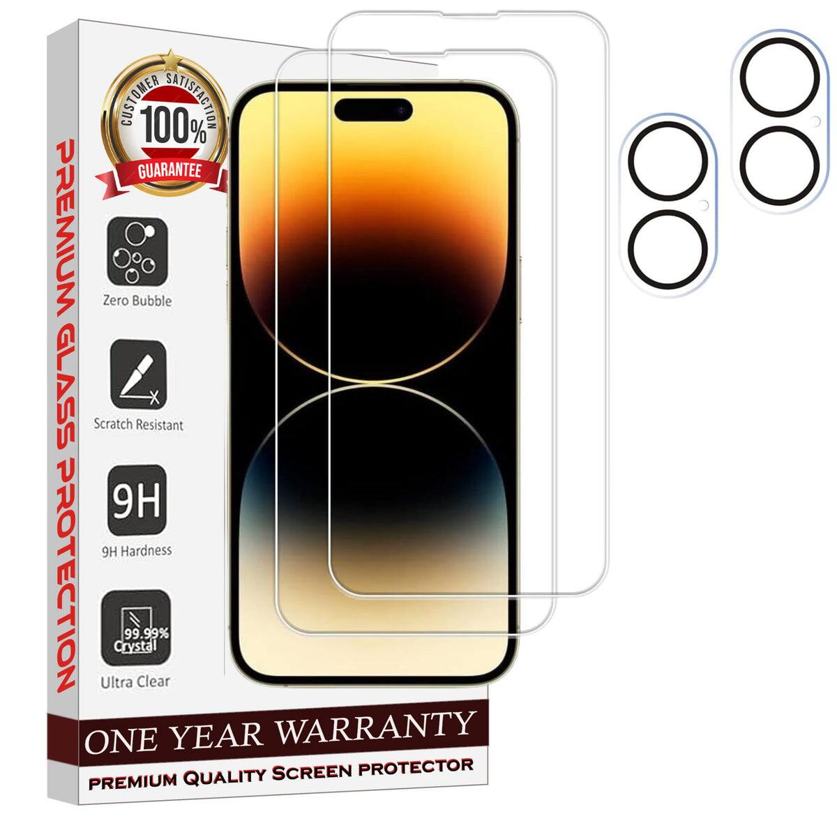 CUSTOMER 100% SATISFACTION GUARANTEE

PREMIUM GLASS PROTECTION

- Zero Bubble
- Scratch Resistant
- 9H Hardness
- 99.99% Crystal
- Ultra Clear

ONE YEAR WARRANTY

PREMIUM QUALITY SCREEN PROTECTOR