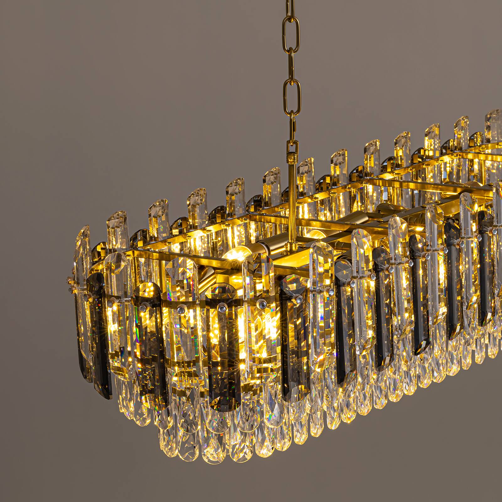 Alt View 5. Siljoy - 47.2-inch Luxury K9 Gold Crystal Chandelier Dimmable Height-Adjustable E12 for Dining Room Kitchen Island Living Room - Gold.