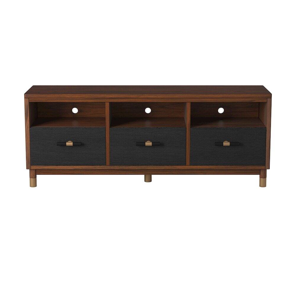 Alt View 3. Alpine Furniture - Belham 3 Drawer TV Console - Black.