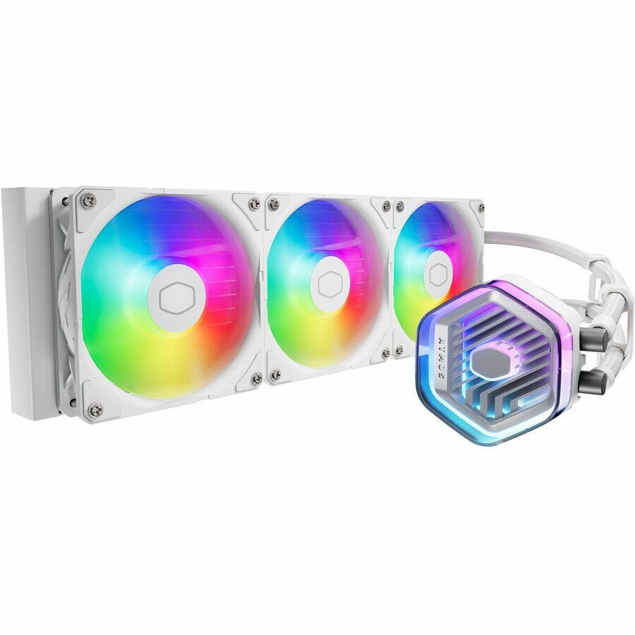 Alt View 1. Cooler Master - Cooler Master MasterLiquid 360 Atmos White - 4.72" Maximum Fan Diameter - 3 x Fan(s) - 70.70 CFM Maximum Airflow - 2500 - ARGB.