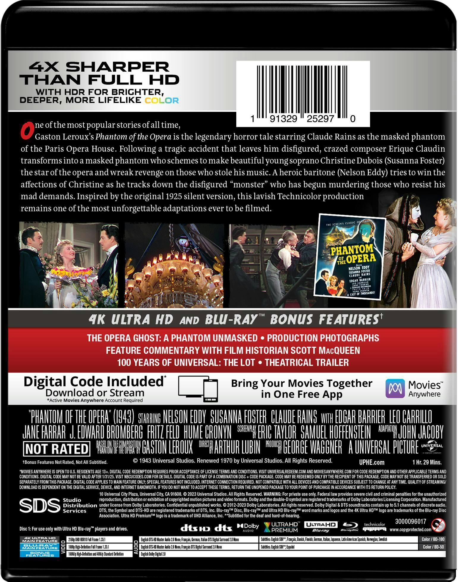 Back. Phantom of the Opera   - 4K Blu-Ray.